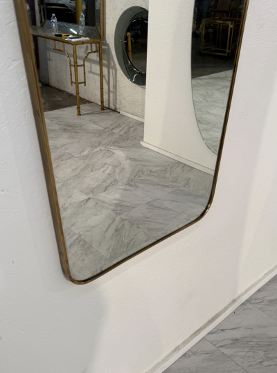 Sculptural Mid Century Modern Brass Mirror