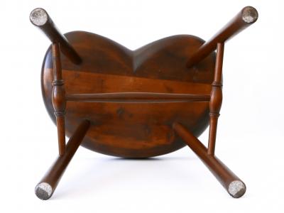 Sculptural Mid Century Modern Solid Wood Stool Germany 1950s