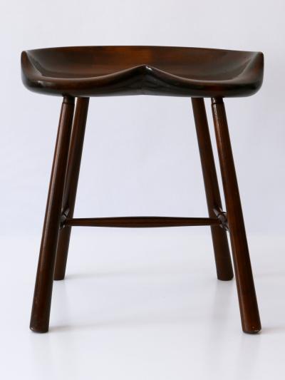 Sculptural Mid Century Modern Solid Wood Stool Germany 1950s
