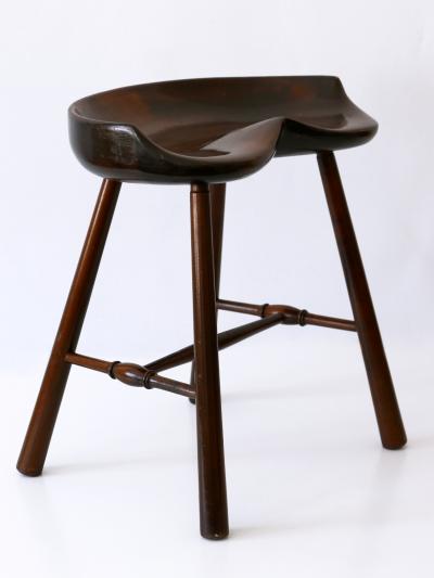 Sculptural Mid Century Modern Solid Wood Stool Germany 1950s