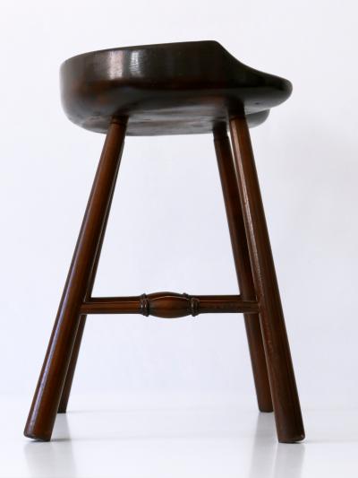 Sculptural Mid Century Modern Solid Wood Stool Germany 1950s