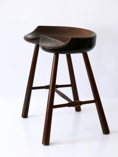 Sculptural Mid Century Modern Solid Wood Stool Germany 1950s