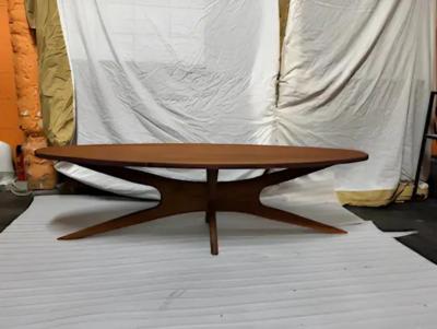 Sculptural Mid century modern solid walnut coffee table 59 long