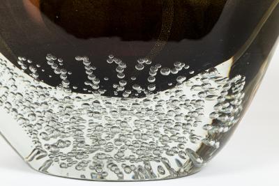 Sculptural Modern Murano Bronze Oval Vase Signed Contemporary