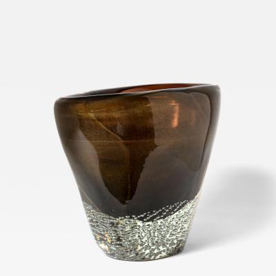 Sculptural Modern Murano Bronze Oval Vase Signed Contemporary
