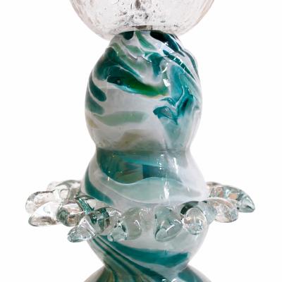 Sculptural Modernist Style Blue and Turquoise Multicolored Glass Floor Lamp