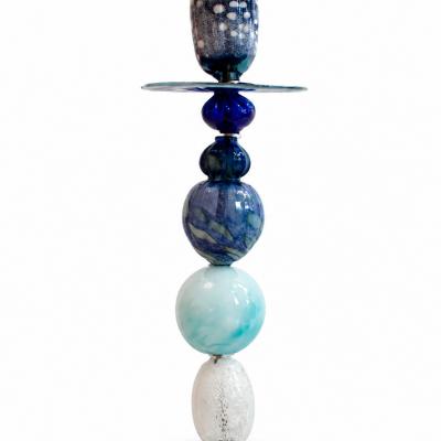 Sculptural Modernist Style Blue and Turquoise Multicolored Glass Floor Lamp
