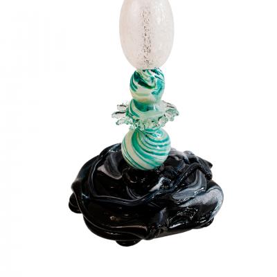 Sculptural Modernist Style Blue and Turquoise Multicolored Glass Floor Lamp