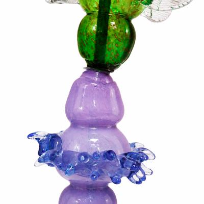 Sculptural Modernist Style Green Purple and Amber Multicolored Glass Floor Lamp