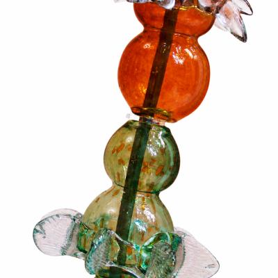 Sculptural Modernist Style Green Purple and Amber Multicolored Glass Floor Lamp