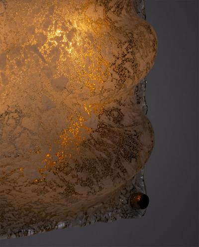 Sculptural Murano Ice Glass Wall Lamp with Brass Backplate Italy 1970s