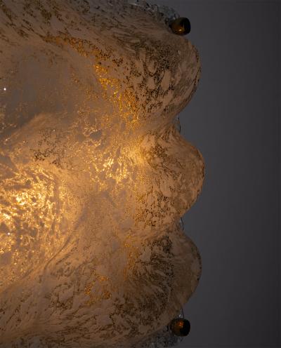 Sculptural Murano Ice Glass Wall Lamp with Brass Backplate Italy 1970s