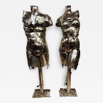 Sculptural Nickel Plated Floor Lamps