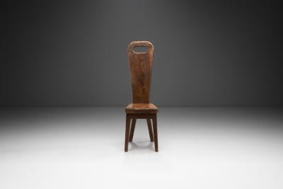 Sculptural Olive Wood High Back French Chair France 1970s