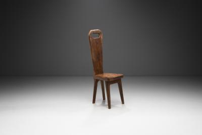 Sculptural Olive Wood High Back French Chair France 1970s