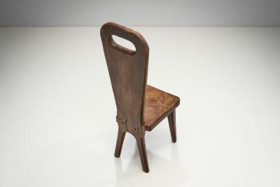 Sculptural Olive Wood High Back French Chair France 1970s