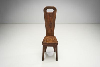 Sculptural Olive Wood High Back French Chair France 1970s