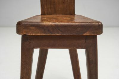 Sculptural Olive Wood High Back French Chair France 1970s