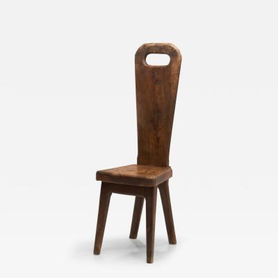 Sculptural Olive Wood High Back French Chair France 1970s