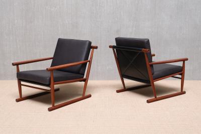Sculptural Pair of Scandinavian Modern Teak Armchairs with Runner Legs 1950s