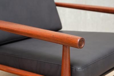 Sculptural Pair of Scandinavian Modern Teak Armchairs with Runner Legs 1950s