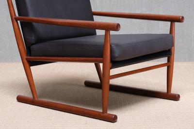 Sculptural Pair of Scandinavian Modern Teak Armchairs with Runner Legs 1950s