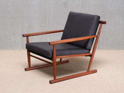 Sculptural Pair of Scandinavian Modern Teak Armchairs with Runner Legs 1950s