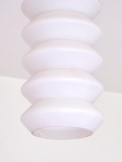 Sculptural Pair of Swedish Modern Pendants in Opaline Glass and Brass 1950s