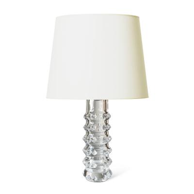 Sculptural Pair of Table Lamps in Cut Crystal by Orrefors Glasbruk
