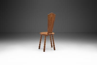 Sculptural Patinated Oak Spinning Chair Europe ca early 20th century