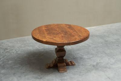 Sculptural Pedestal Table in Solid Oak 1960s