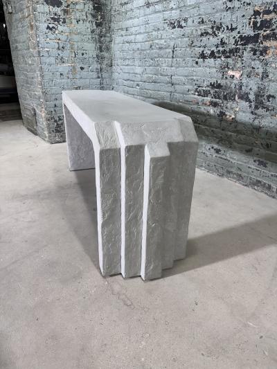 Sculptural Post Modern Gray Plaster Console 1980