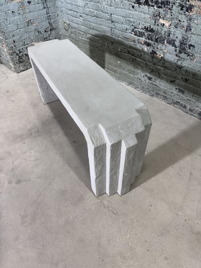 Sculptural Post Modern Gray Plaster Console 1980