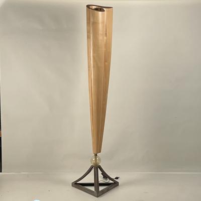 Sculptural Postmodern Sycamore and Art Glass Floor Lamp by Jean Fran ois Crochet