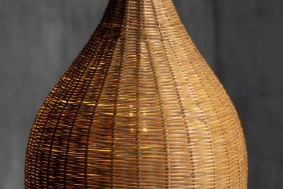 Sculptural Rattan Pendant Lamp France 1960s