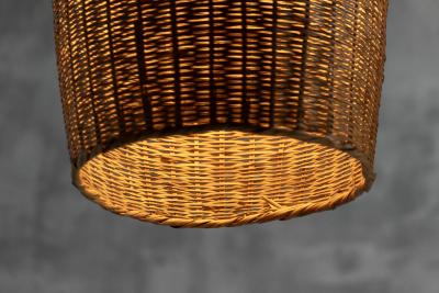 Sculptural Rattan Pendant Lamp France 1960s