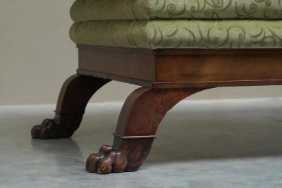 Sculptural Regency Sofa in Figured Mahogany Veneer and Velvet Early 19th Century