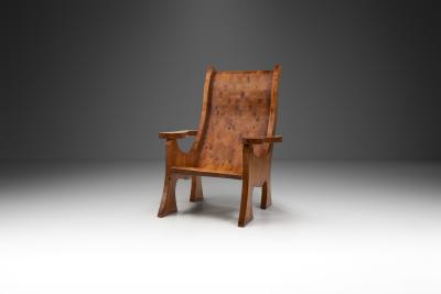 Sculptural Solid Wood Armchair Europe ca 1960s