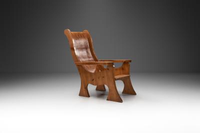 Sculptural Solid Wood Armchair Europe ca 1960s