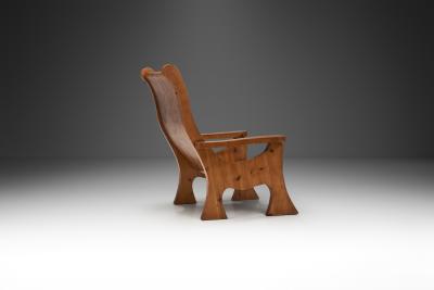 Sculptural Solid Wood Armchair Europe ca 1960s