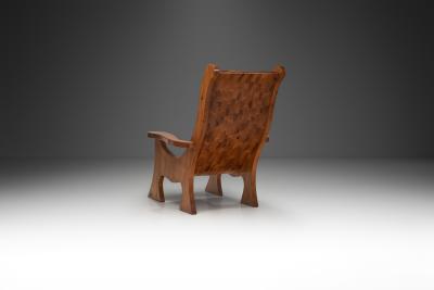 Sculptural Solid Wood Armchair Europe ca 1960s