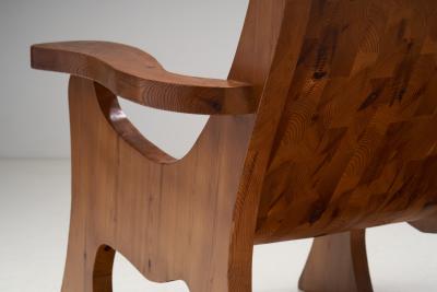 Sculptural Solid Wood Armchair Europe ca 1960s