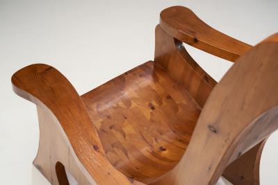 Sculptural Solid Wood Armchair Europe ca 1960s