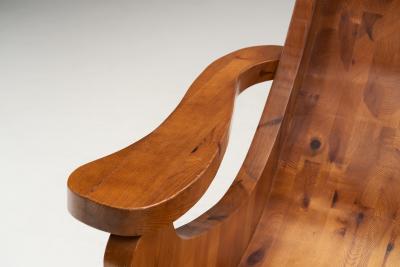 Sculptural Solid Wood Armchair Europe ca 1960s