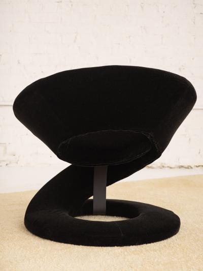 Sculptural Spiral Ribbon Chair in Black Mohair Attributed to Jaymar