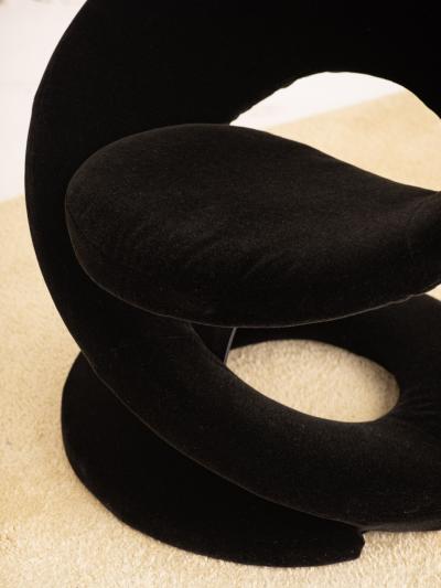 Sculptural Spiral Ribbon Chair in Black Mohair Attributed to Jaymar