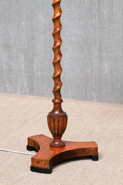 Sculptural Swedish Grace Floor Lamp in Birch and Brass Lundling Sweden 1930s