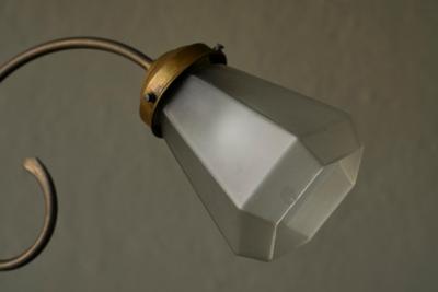 Sculptural Table Lamp in Brass and Opaline Glass Europe Early 20th Century