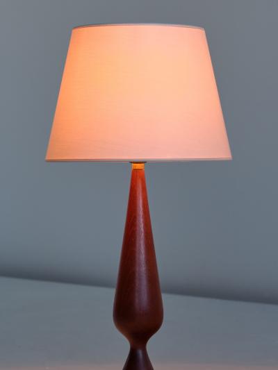 Sculptural Table Lamp in Teak Wood and Ivory Drum Shade Denmark 1960s