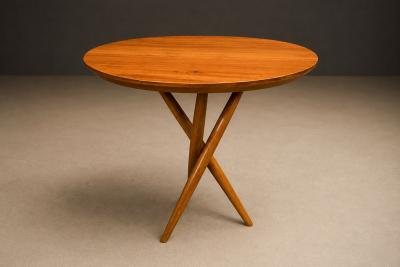 Sculptural Three Legged Side Table in Ivory Wood Brazilian Modern